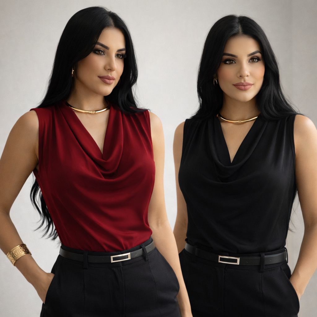 KIT 2 Blusa Regata Feminina Gola Boba Soltinha Sup