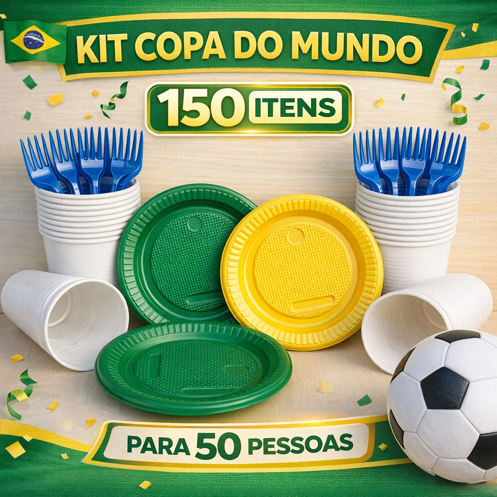 Kit Descartáveis para 50 Pessoas 150 Itens –