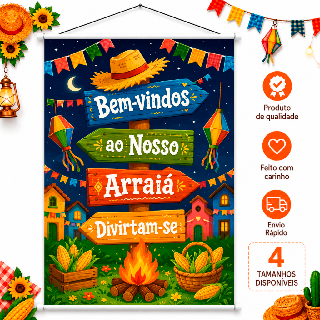 Banner Festa Junina Bem Vindos ao Nosso Arraiá De