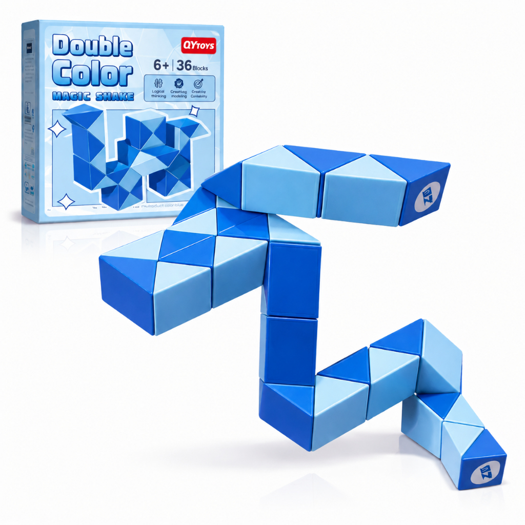 Cubo Mágico 3D Cobra Azul 36 Peças Brinquedo Edu