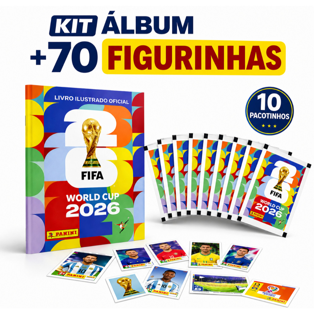 Kit Album Capa Mole Brochura com 70 Figurinhas Ofi