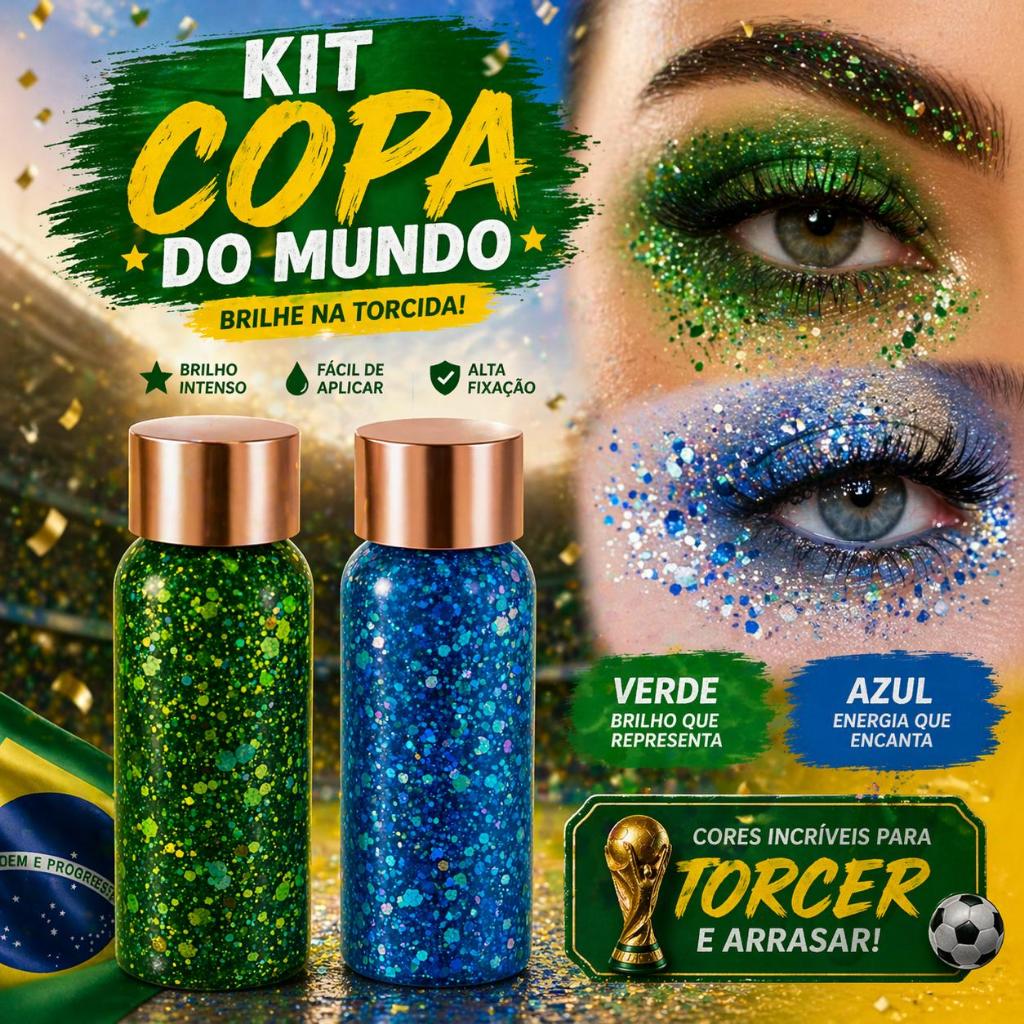 Glitter Gel Facial Corporal Copa Do Mundo Brilho M