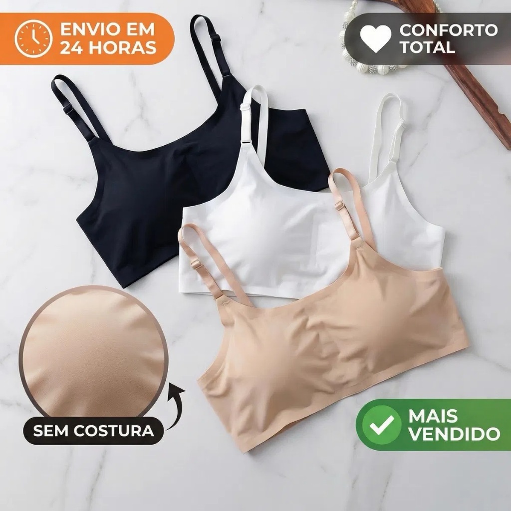 Kit 3 , 2 Ou 1 Unidade Sutiã Top Sem Costura Cort