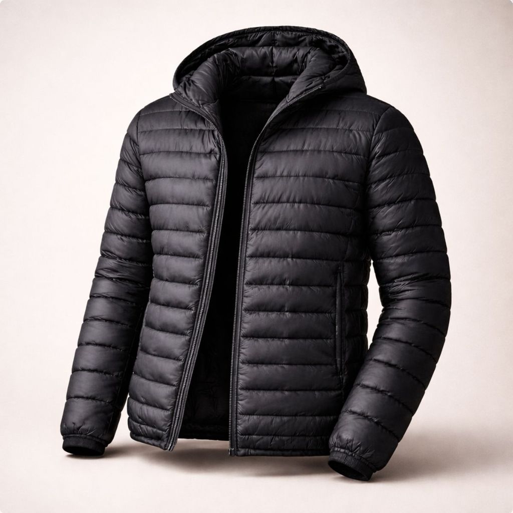 Casaco Inverno Masculino Puffer Preto com Touca Ja