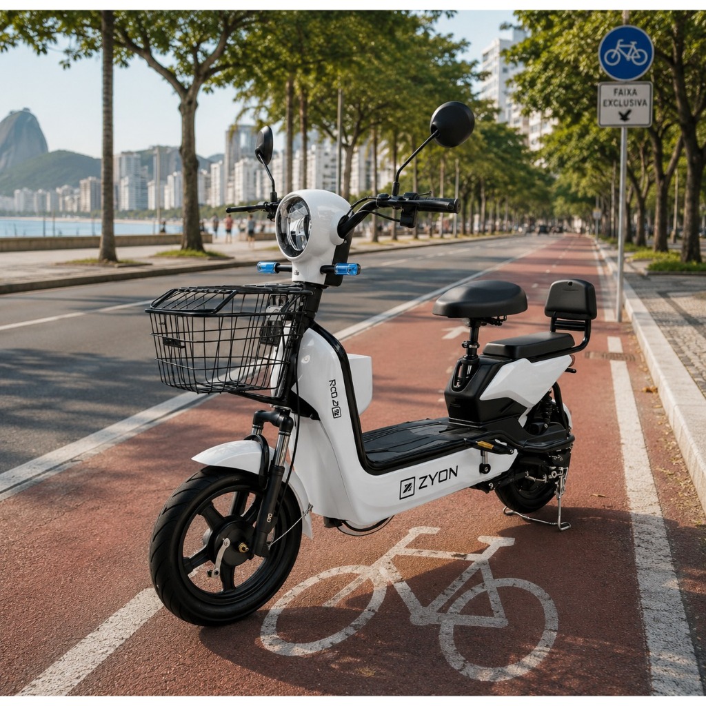 Scooter Elétrica MU03 500W com Assento Duplo e Ba