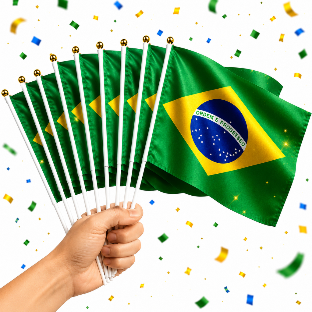 Kit 10 Bandeirinhas Brasil Torcida Copa Do Mundo C