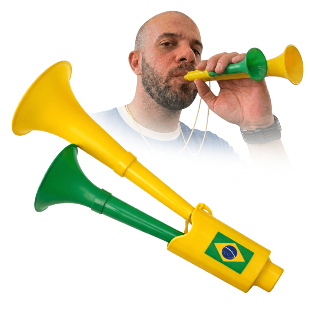 Corneta Vuvuzela Dupla Brasil Verde Amarela Buzina
