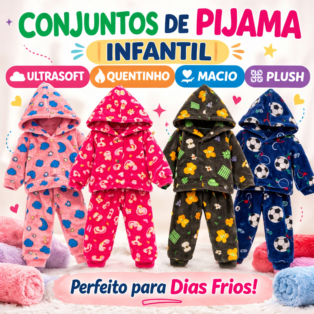 Pijama Infantil Inverno Ultra Soft Plush Flanelado