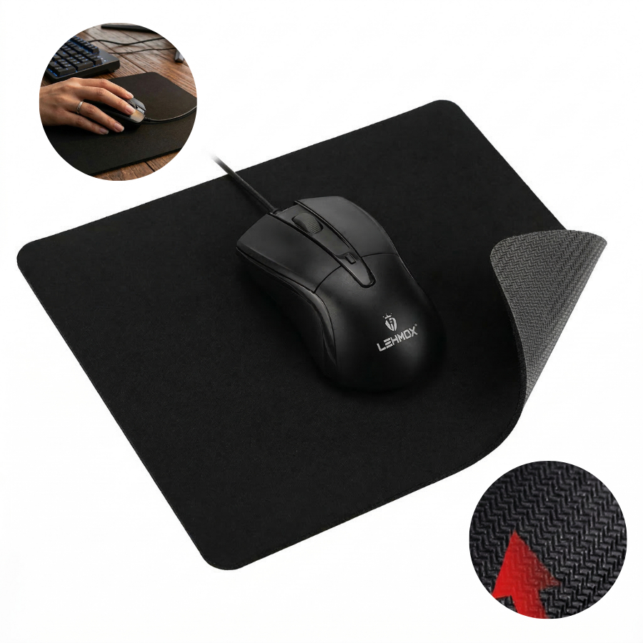 Kit Mouse Com Fio USB LehMox LEY-1505 + Mouse Pad 