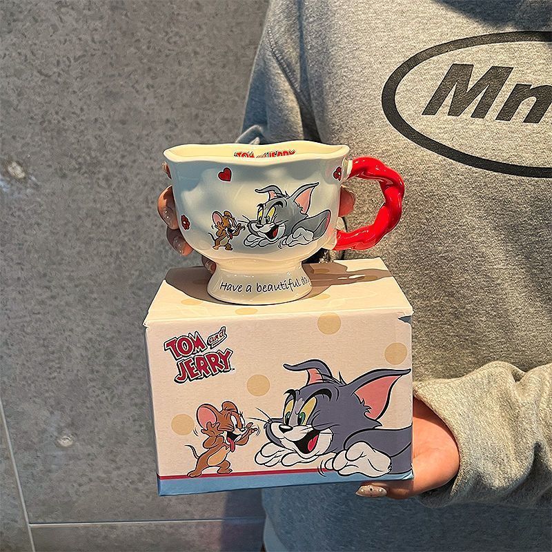 Caneca de cerâmica para gato e rato, copo de cer�