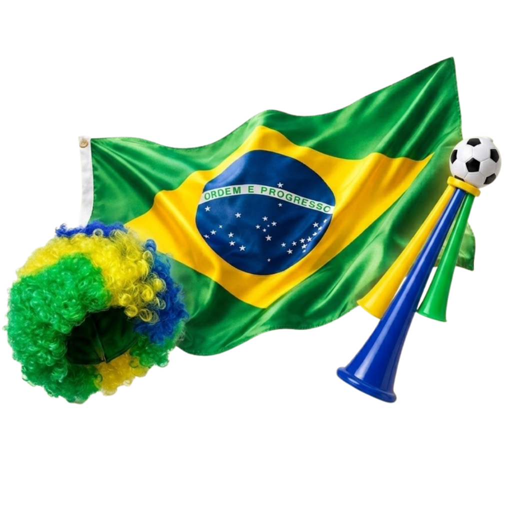 Kit Torcedor Brasil Copa Do Mundo Peruca Bandeira 