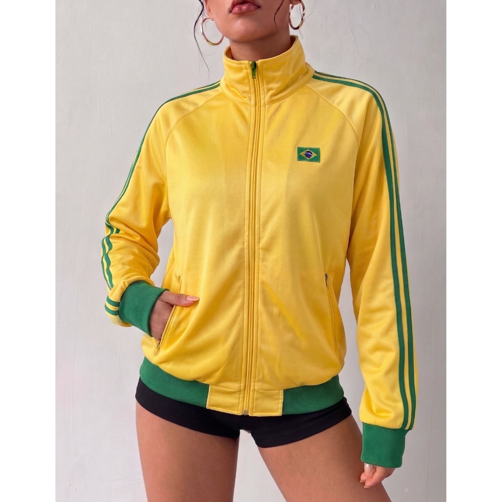 Jaqueta Brasil Feminina Com Zíper Gola Alta Blusa