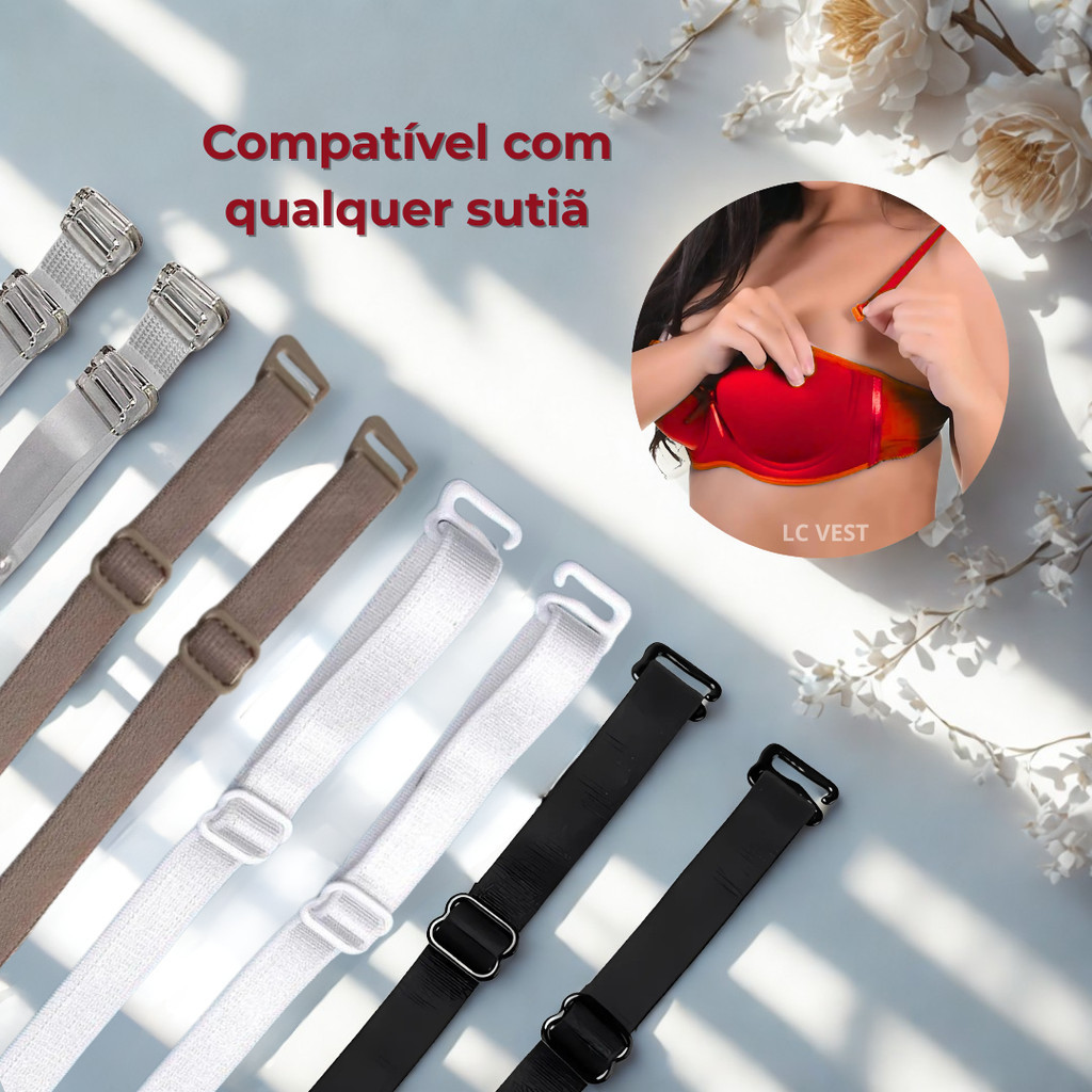 Kit 1 a 5 Alças Removíveis para Sutiã Tomara qu