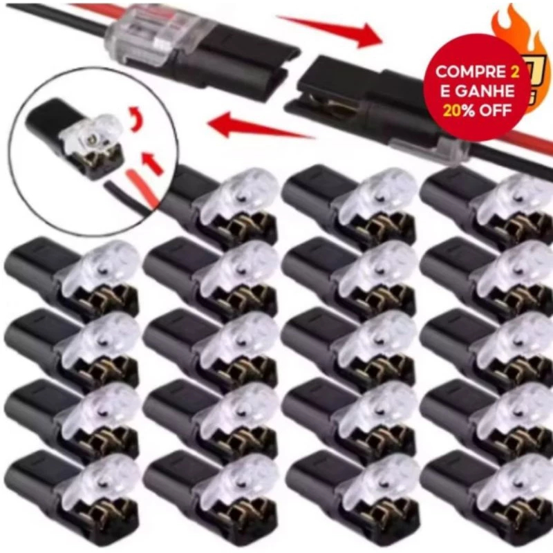Conector Elétrico À Prova Dágua De 2 Pinos-Conexão De Tira Terminal De Cabo De Fio Automotivo 40PCS
