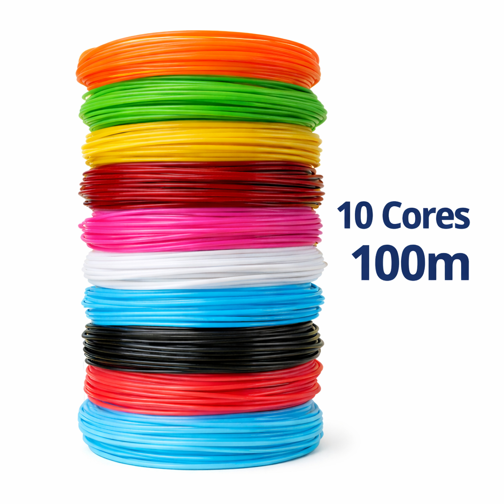 Refil Filamento Pla Kit 10 Cores Variadas 100m par