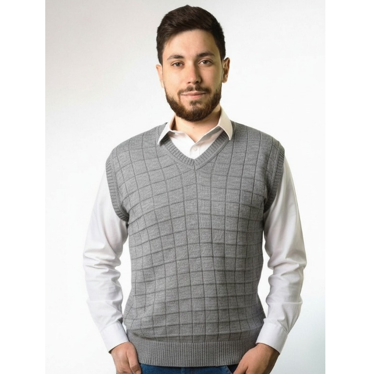 Colete Masculino Tricot Pulôver Elegante Texturiz