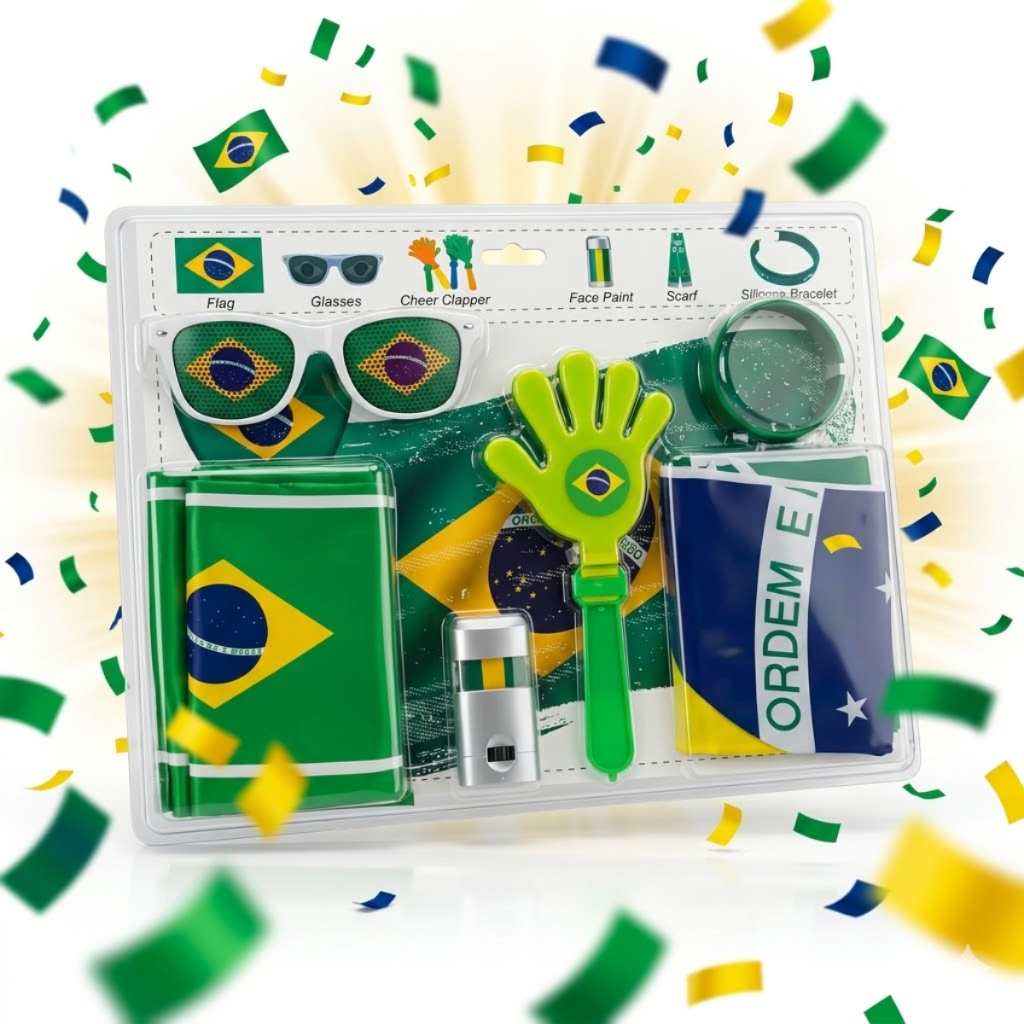 Kit 6 Itens Torcedor Brasil Copa Do Mundo 2026 Com