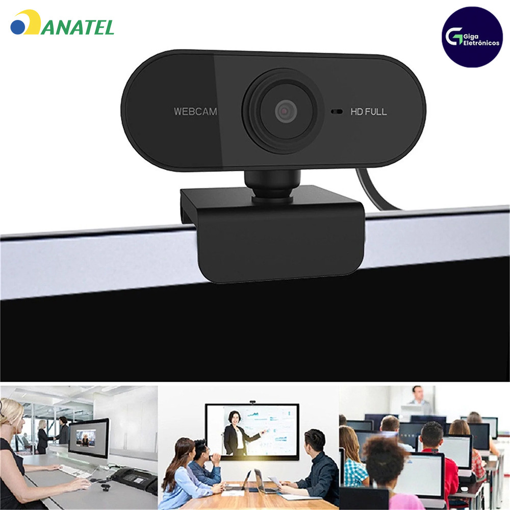 Webcam com Microfone Full HD 1080p Giratória 360�