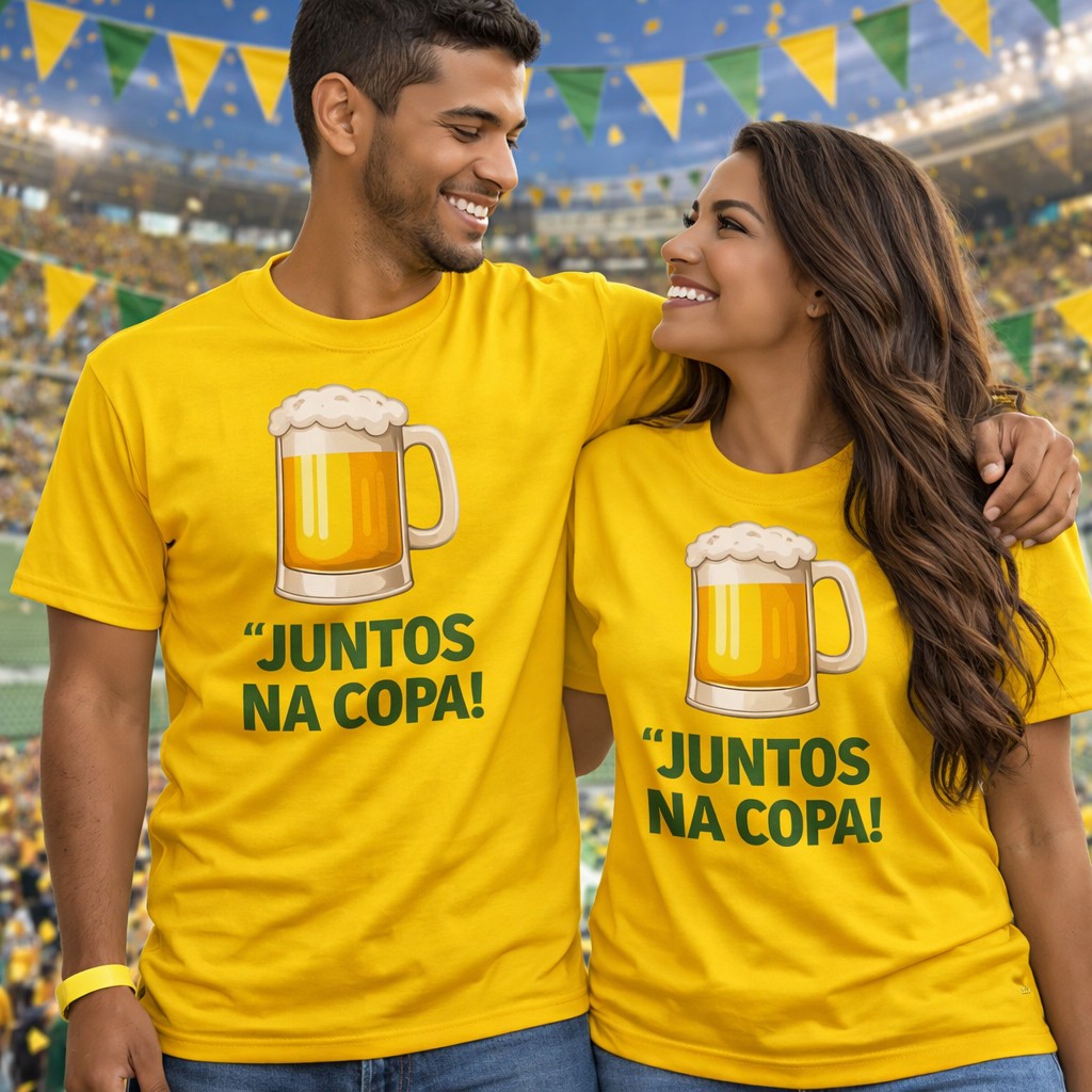 Camiseta Brasil Copa do Mundo Kit Casal Conjunto N