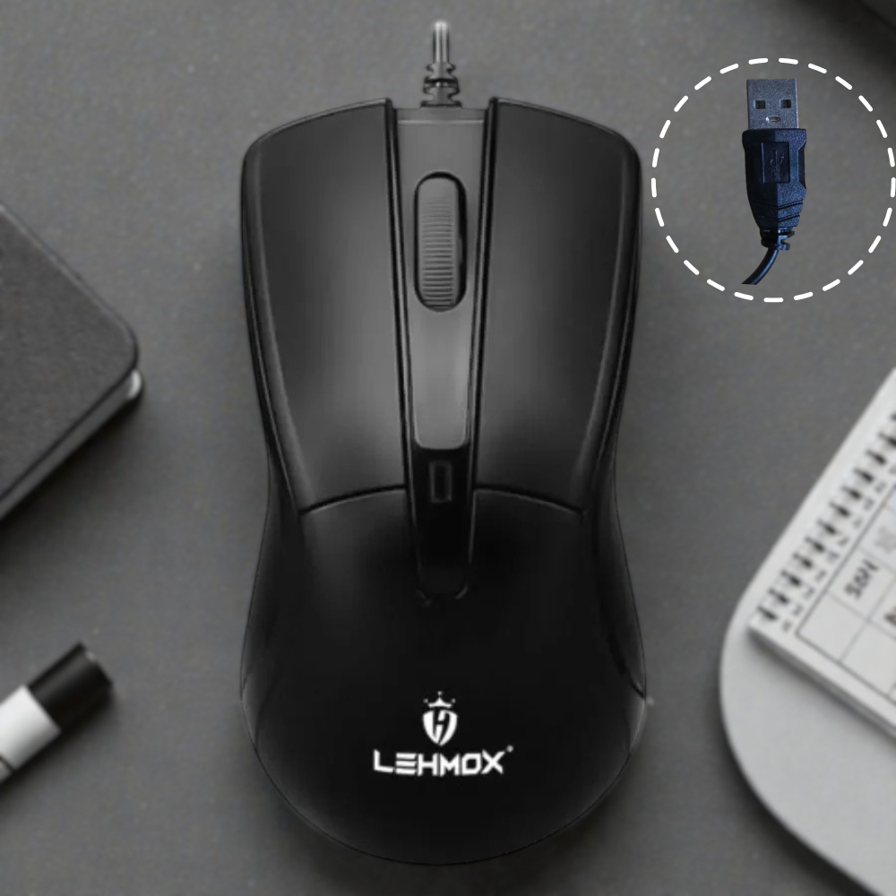 Mouse Com Fio USB – Ergonômico, Confortáve