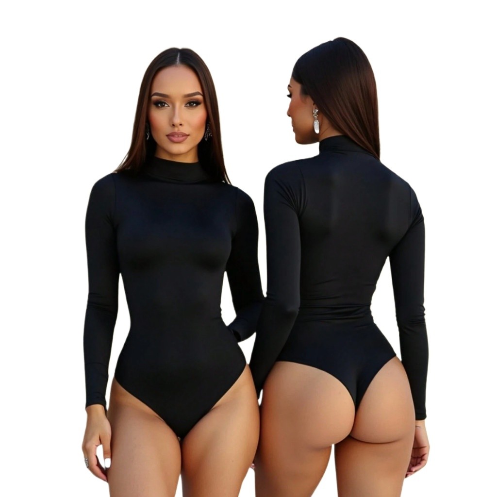 Body Feminino Cacharrel Manga Longa Gola Alta Supl