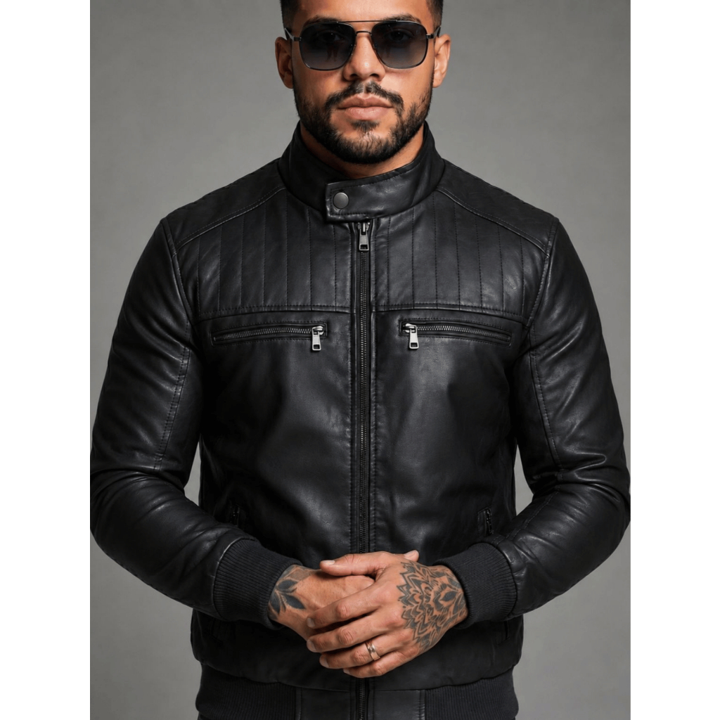 Jaqueta De Frio Masculina Couro Impermeavel Casaco