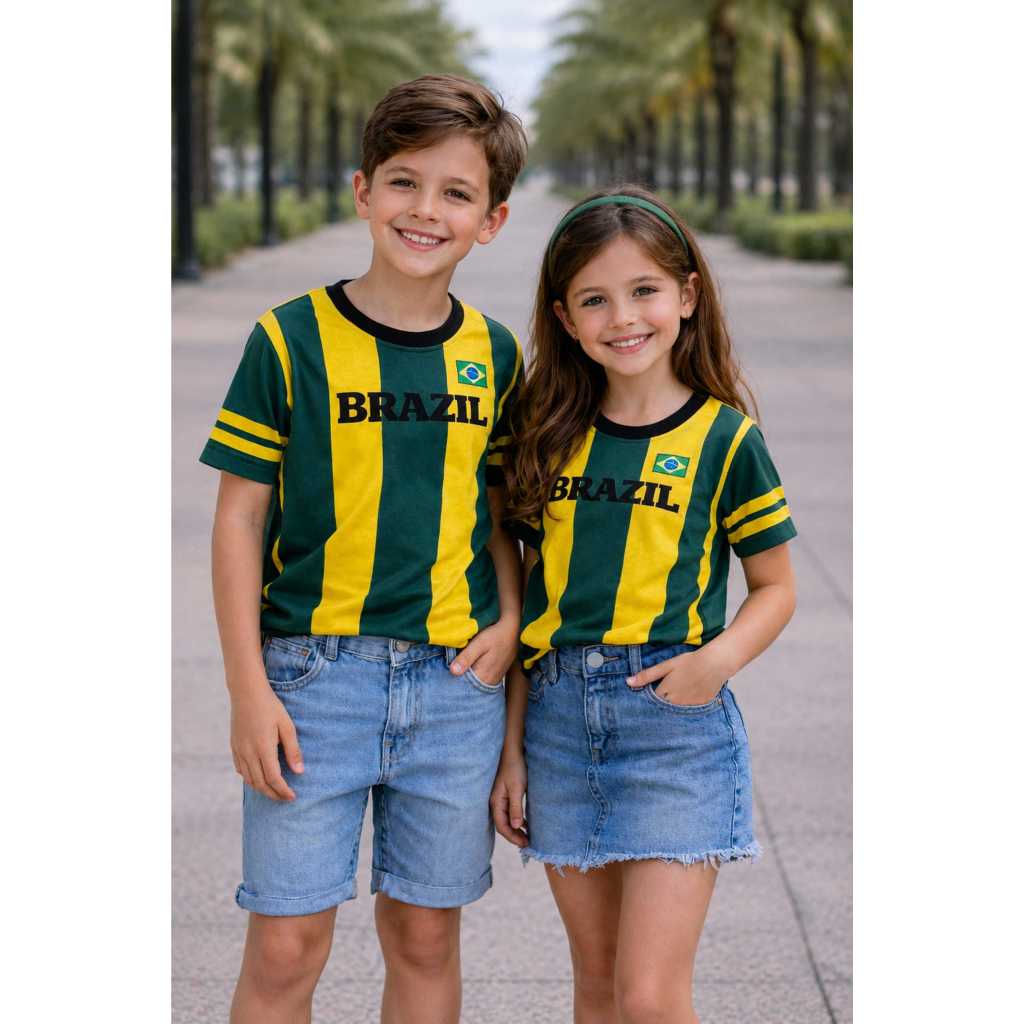 Camiseta infantil  Verde Amarelo Premium | Moda Co