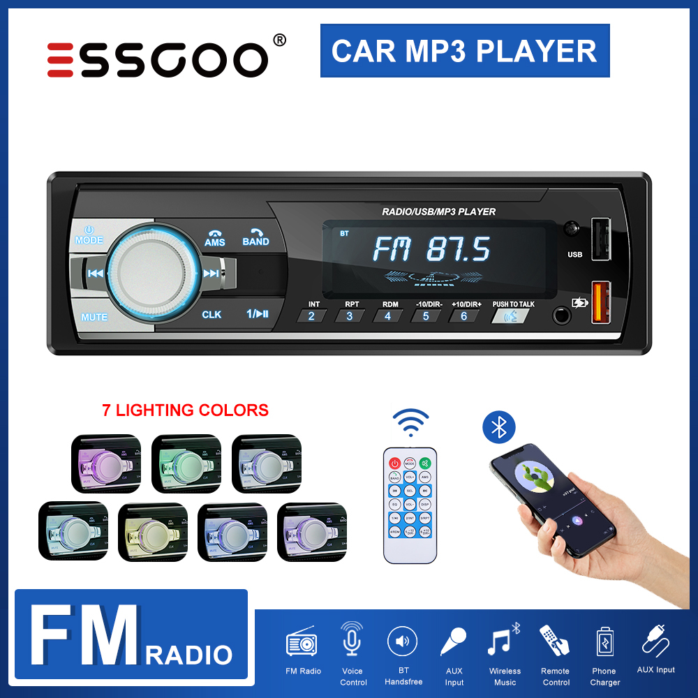 Do São Paulo) ESSGOO Rádio Para Carro 1 Din Blue