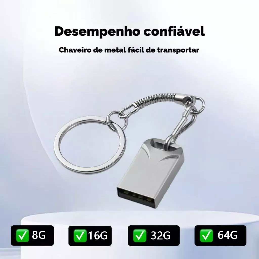 Mini Pendrive Original Modelo Chaveiro Metal Usb 8
