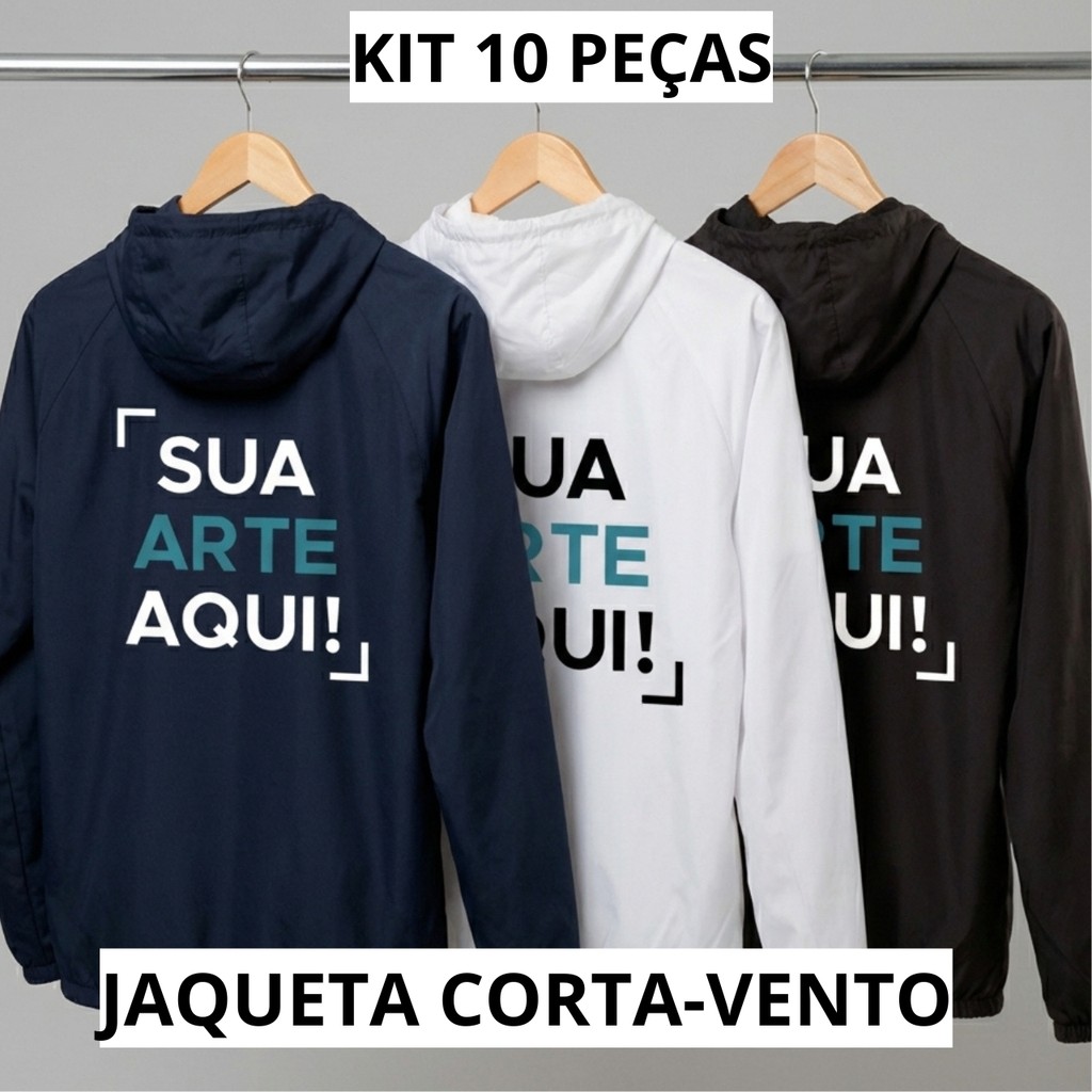 Kit 10 Jaqueta Corta Vento Impermeável Personaliz