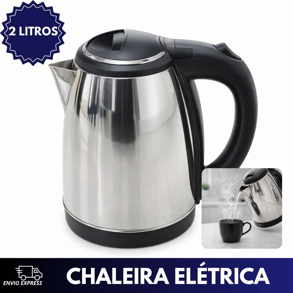 Chaleira Elétrica Inox 2 Litros Jarra Térmica Es