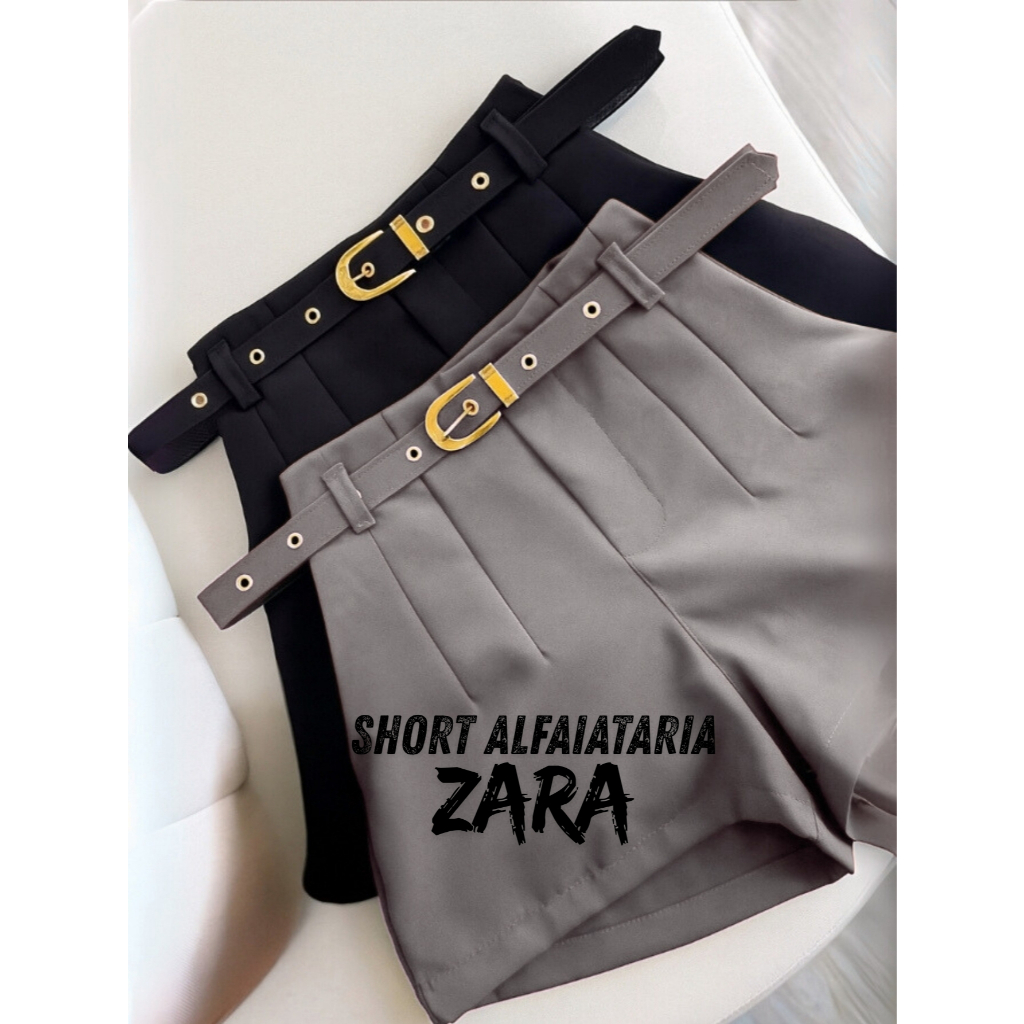 Short Feminino Alfaiataria Com Cinto Forrado Socia
