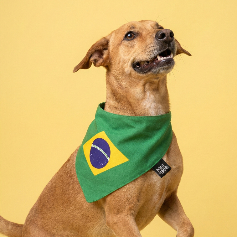 Bandana Pet Copa Bandeira do Brasil Masculina e Fe