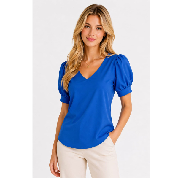 Blusa Social Feminina Crepe Sedinha Gola V Manga P