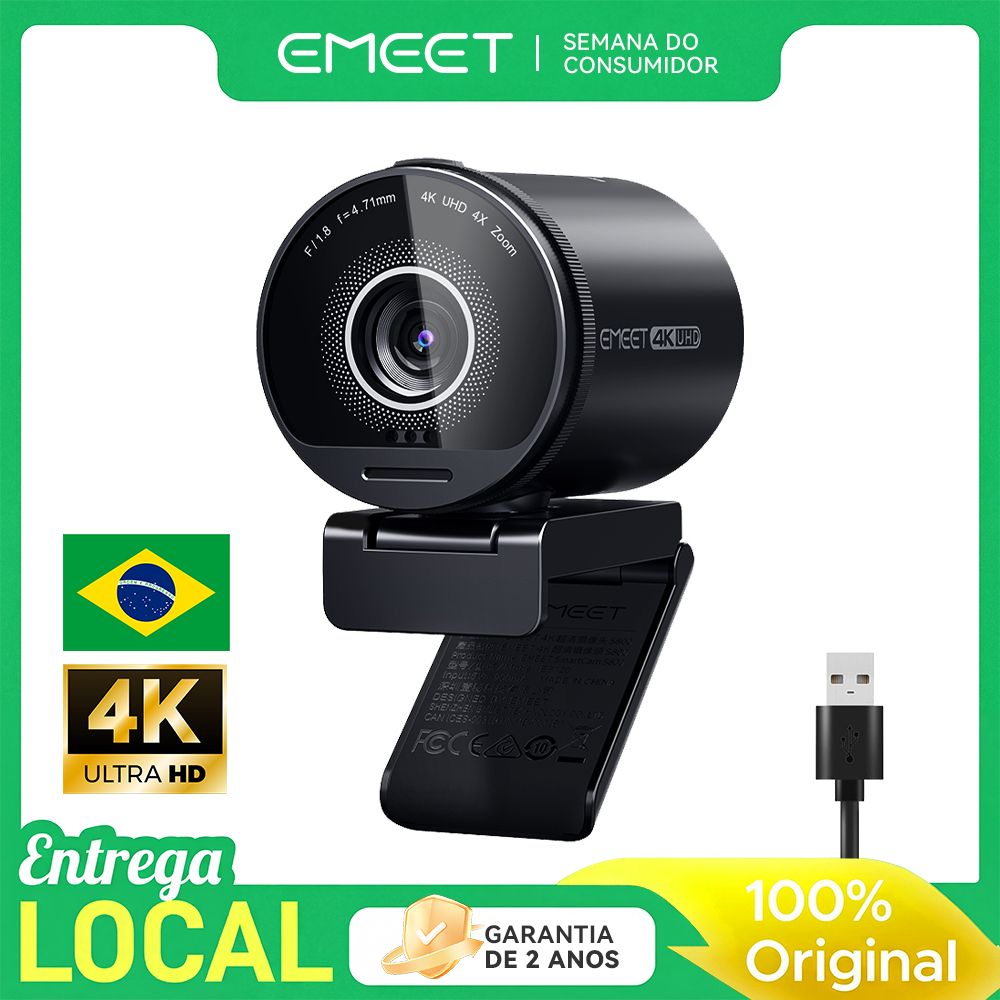 Emeet S800 Webcam Câmera 4k 30Fps Hdr Kit Videoco