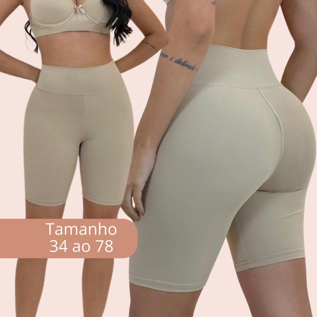 Short Feminino Bermuda Segunda Pele Nude Poliester