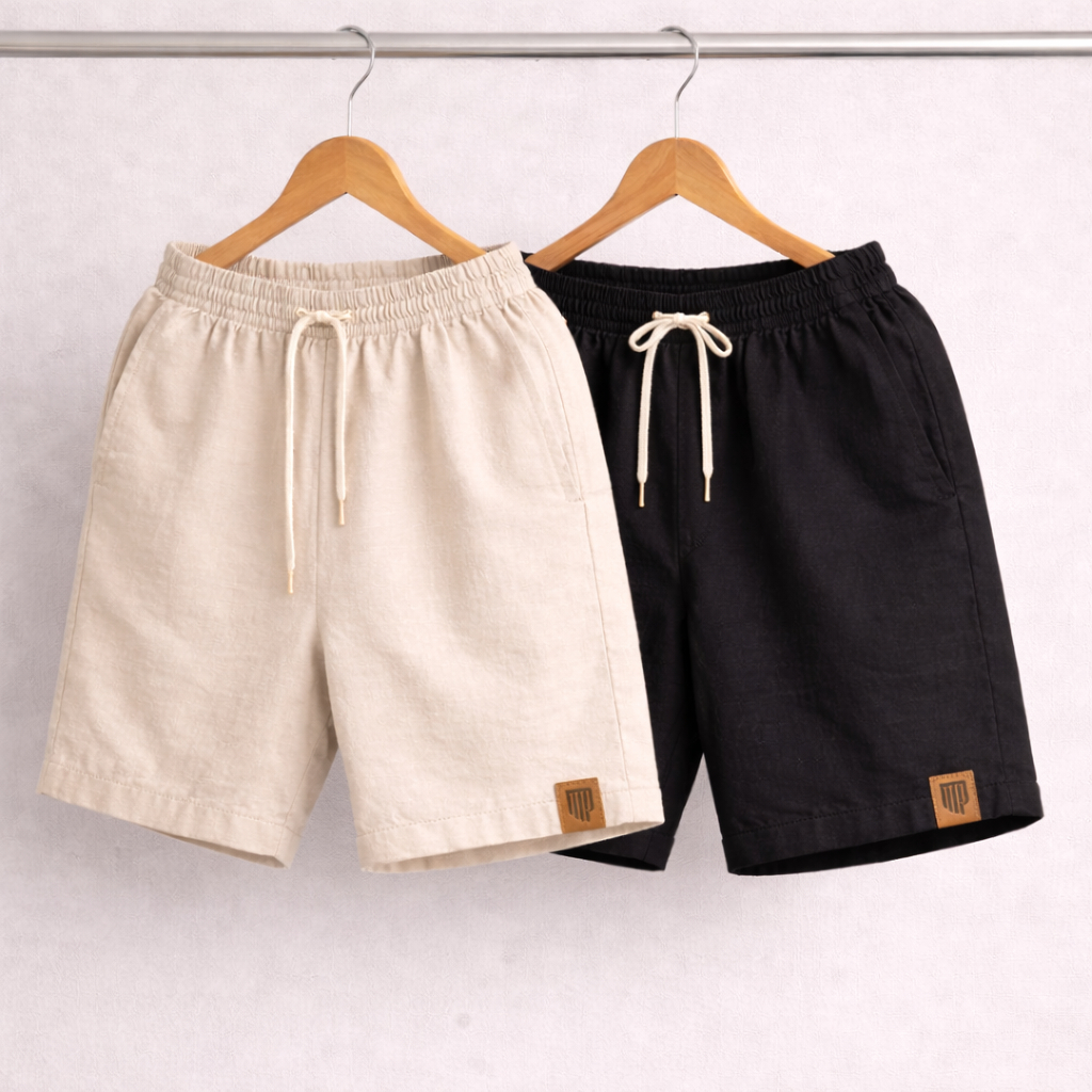 Shorts Masculinos em Linho Kit com 2 Peças | Leve