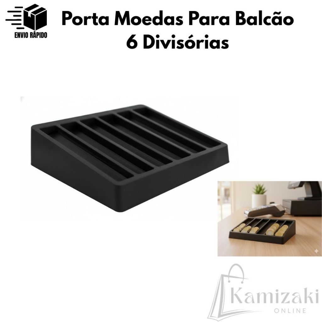 Porta Moedas com 6 Divisórias Organizador de Balc