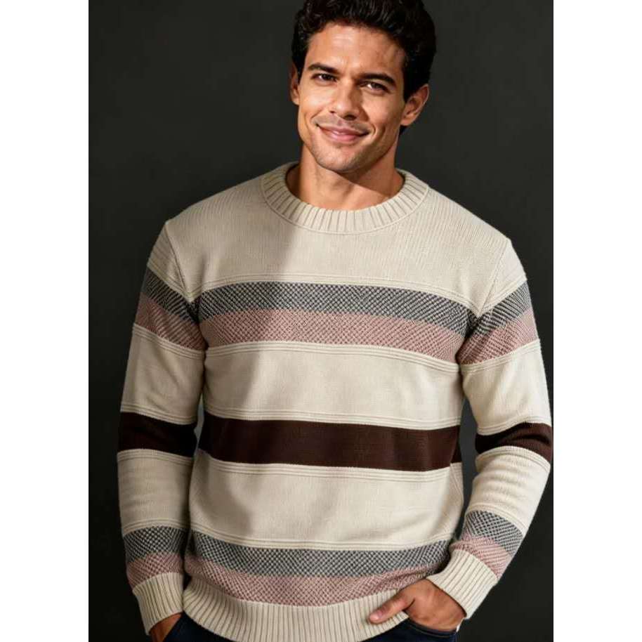 Suéter Tricot Masculino  Malha Lã Gola Redonda M
