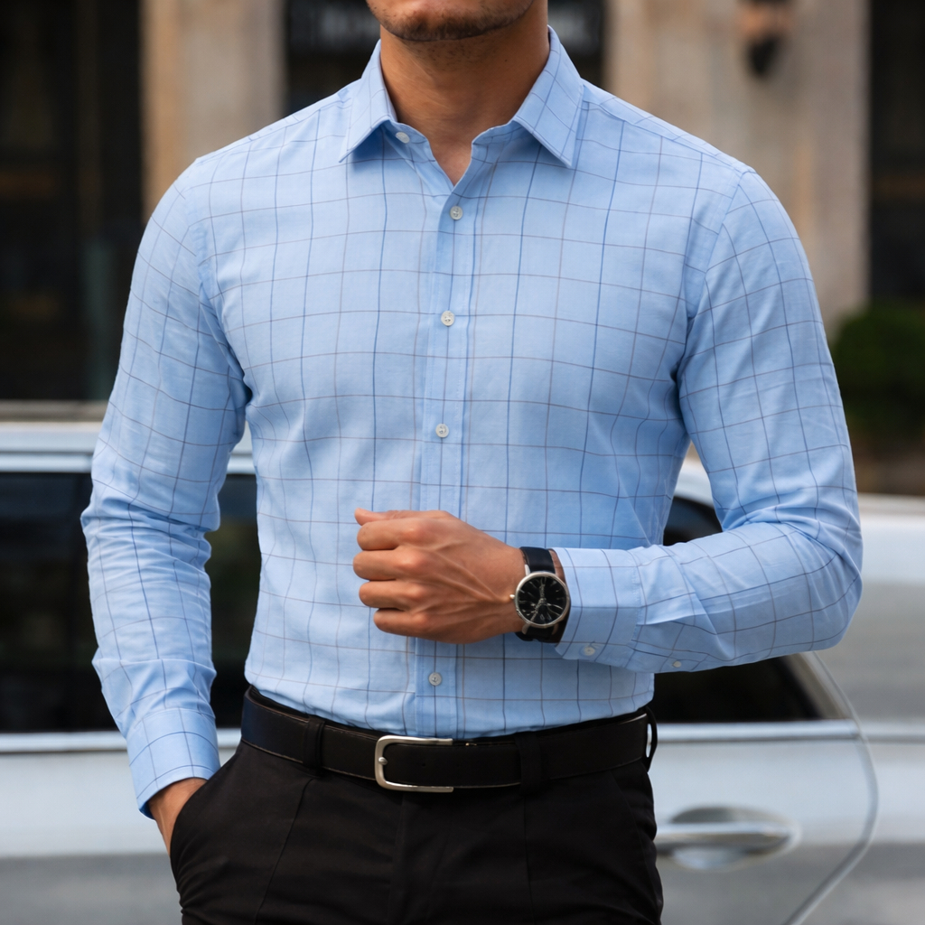 Camisa Social Masculina Manga Comprida Escritório