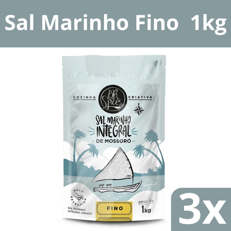Sal Marinho Integral Fino Mossoró BR Spices 1KG O