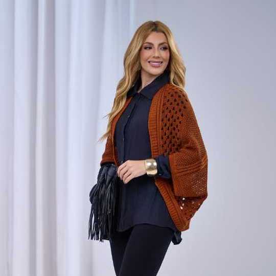 CAPA KIMONO ELEGANTE TRICOT CROCHE PLUS SIZE FEMIN