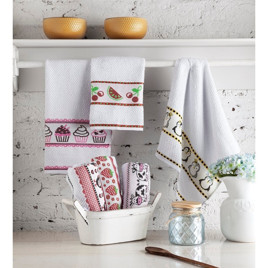KIT 4 Pano de Copa Prato Guardanapos Kitchen 44x65