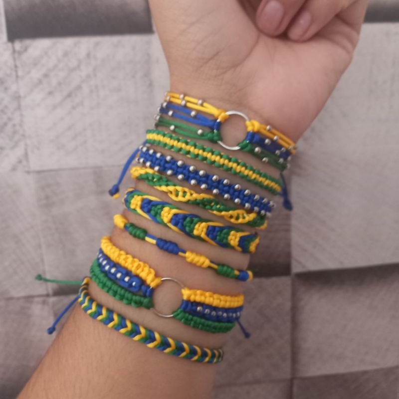 Braceletes Macramê Coleção Brasil Copa do Mundo