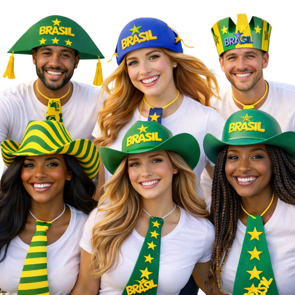 Kit Copa Do Mundo Brasil Futebol Chapéu + Gravata