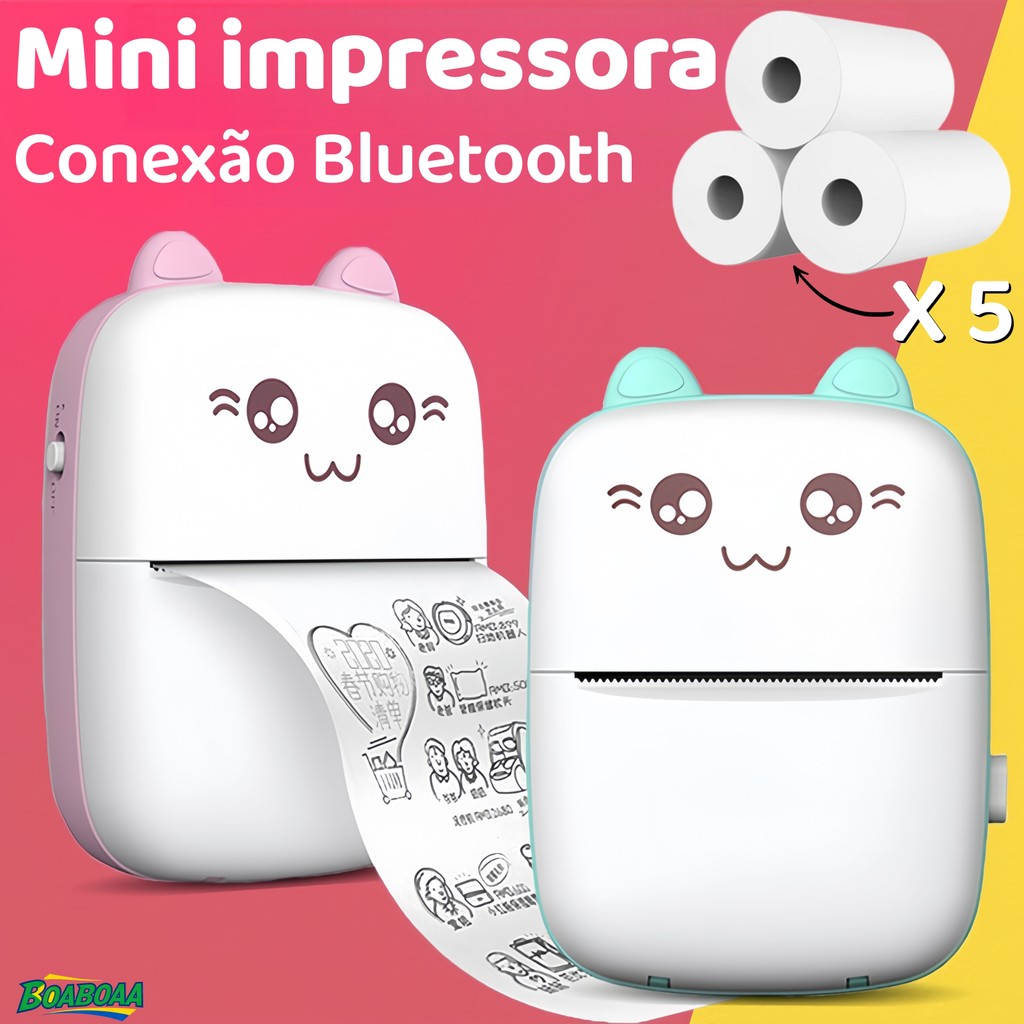 Impressora Térmica Mini Sem Fio, imprime desenhos