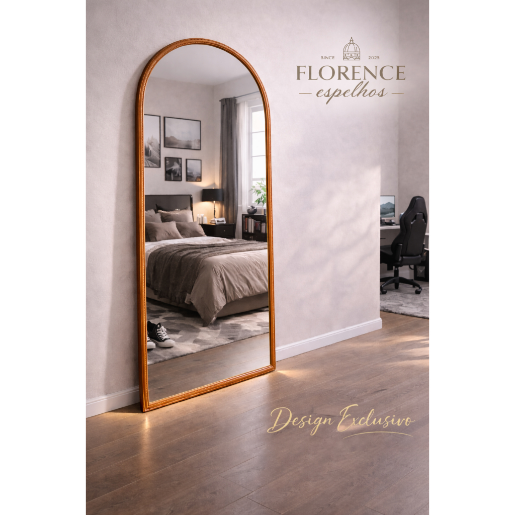 Espelho Verona Oval Base Reta Corpo Inteiro Com Mo