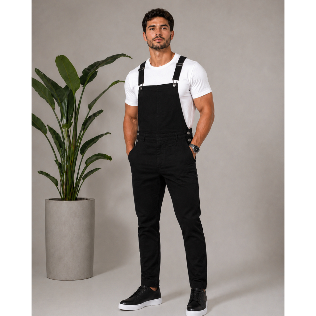 Macacão Masculino Jeans Jardineira Adulto Qualida