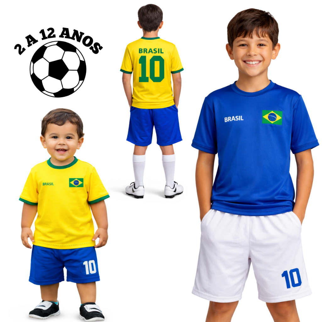Conjunto Infantil do Brasil  Camiseta + Bermuda Un