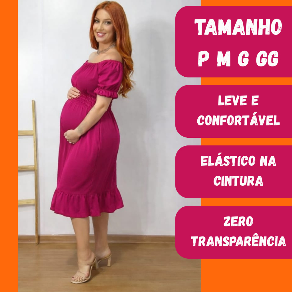 Vestido Midi Gestante Soltinho Grávida Moda Mater
